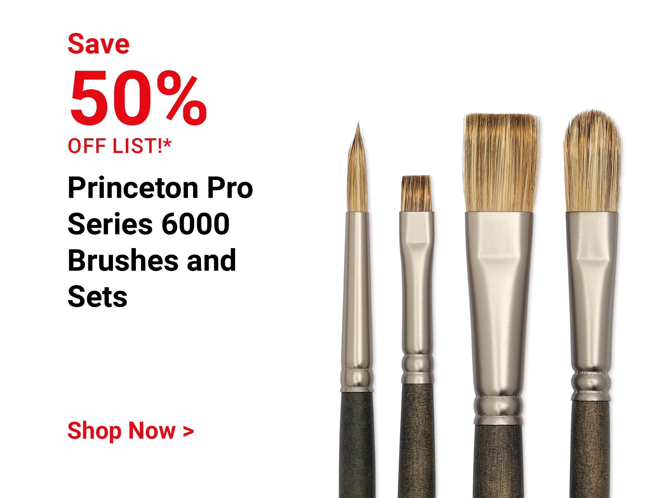 Save 50% off list!* Princeton Pro Series 6000 Brushes and Sets. Shop Now.