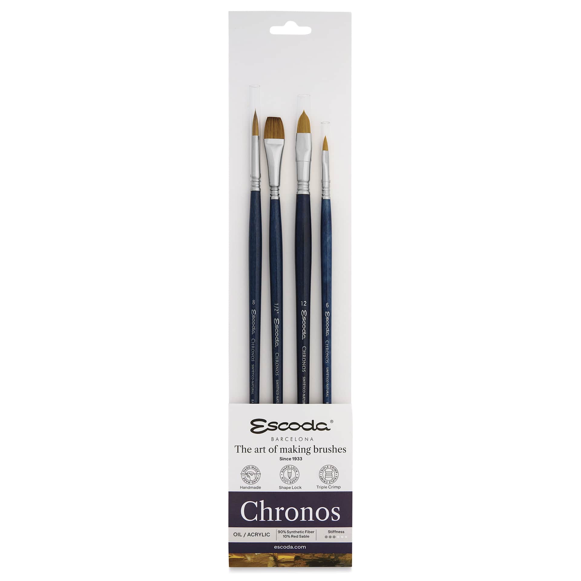 [新品]限定値下30%! エスコダ Escoda Chronos 筆 4本セット Escoda Chronos Synthetic Brushes and Sets | BLICK Art Materials