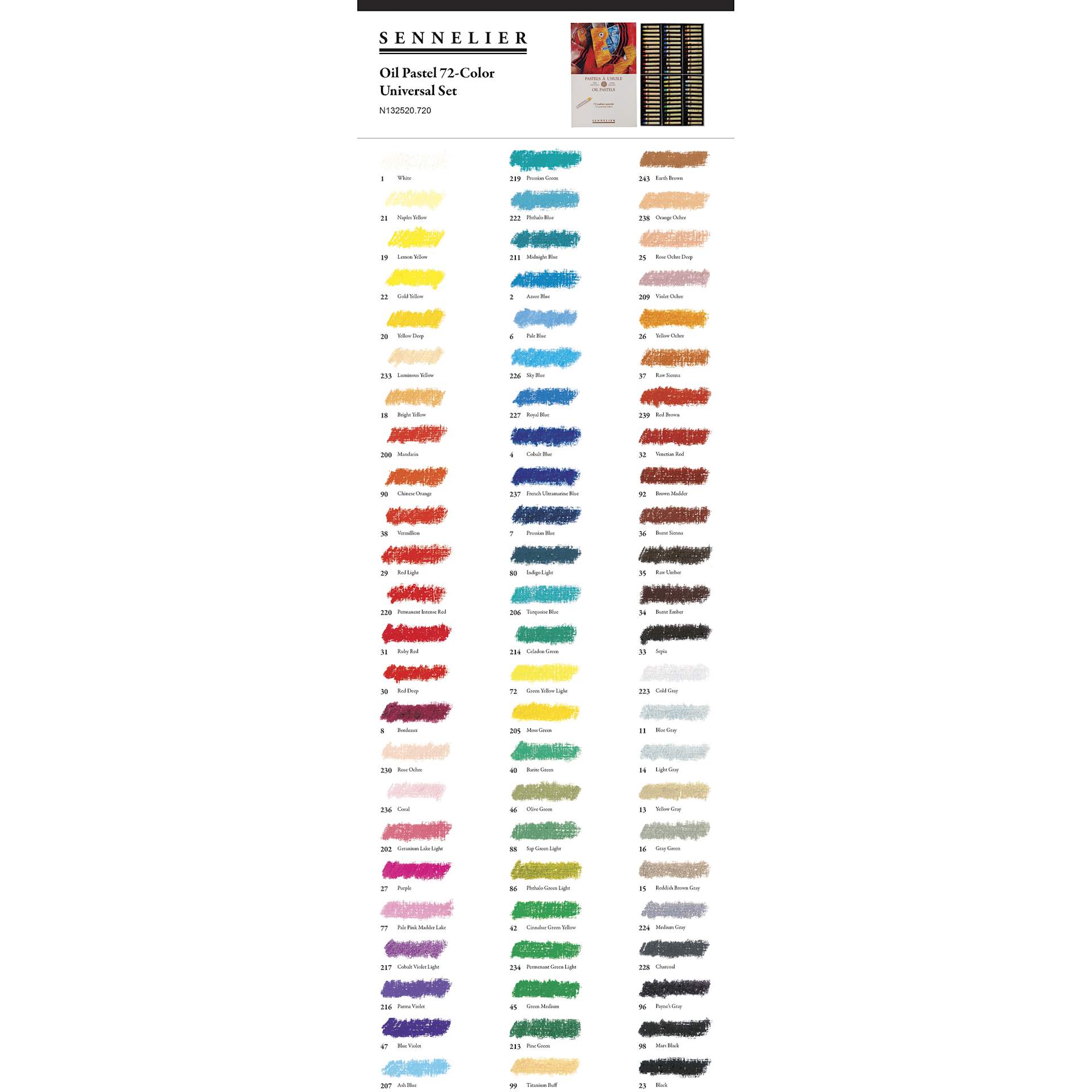 即日発送可能！Sennelier Oil Pastels 72色セット Sennelier Oil Pastel Set - Assorted Colors, Set of 72 | BLICK Art