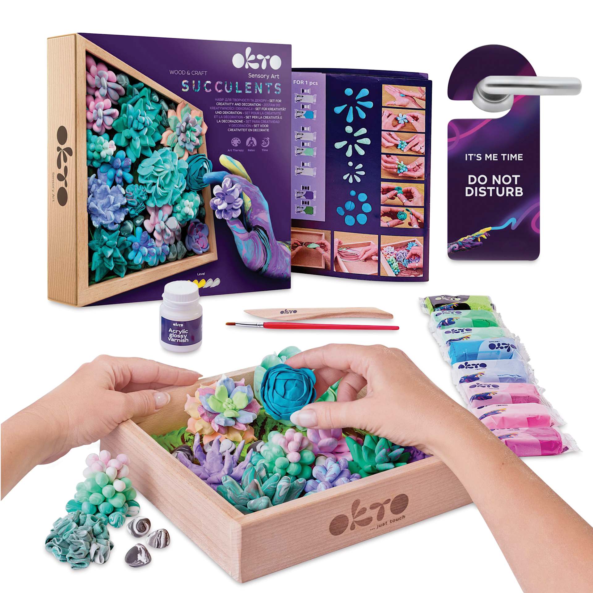 Okto Sensory Art DIY Wood & Craft Clay Kit - Succulents