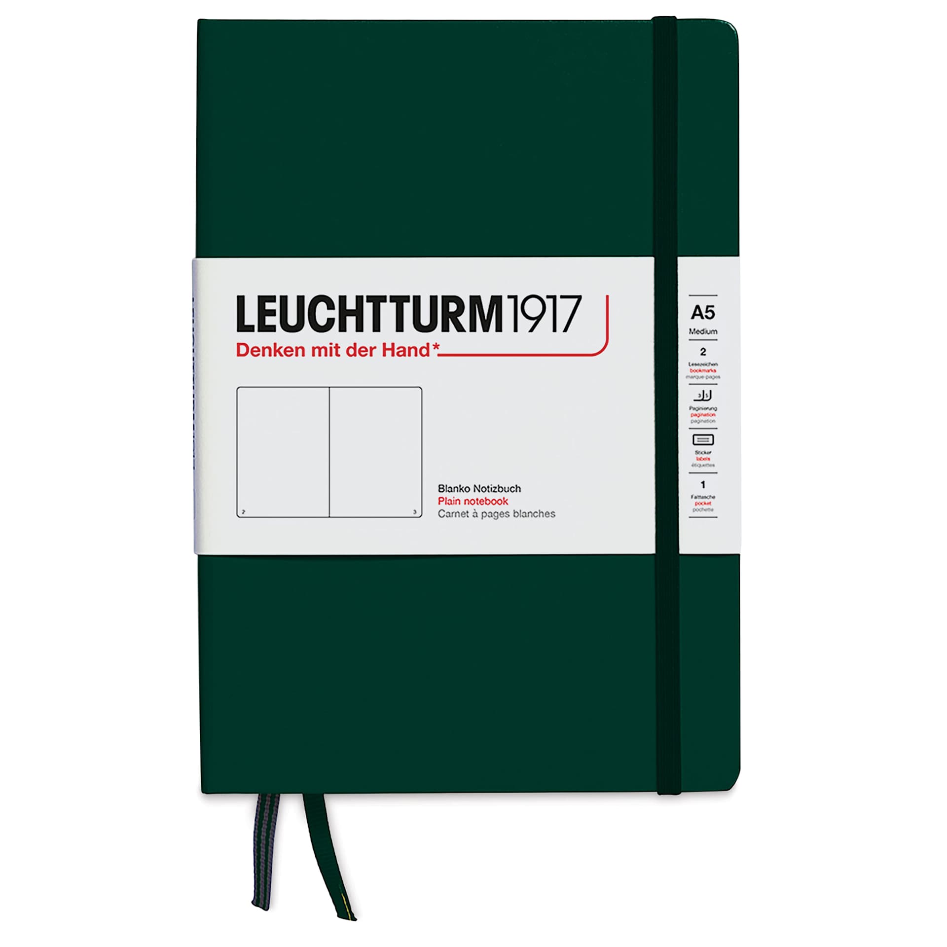 Leuchtturm1917 Blank Hardcover Notebook - Forest Green, 5-3/4