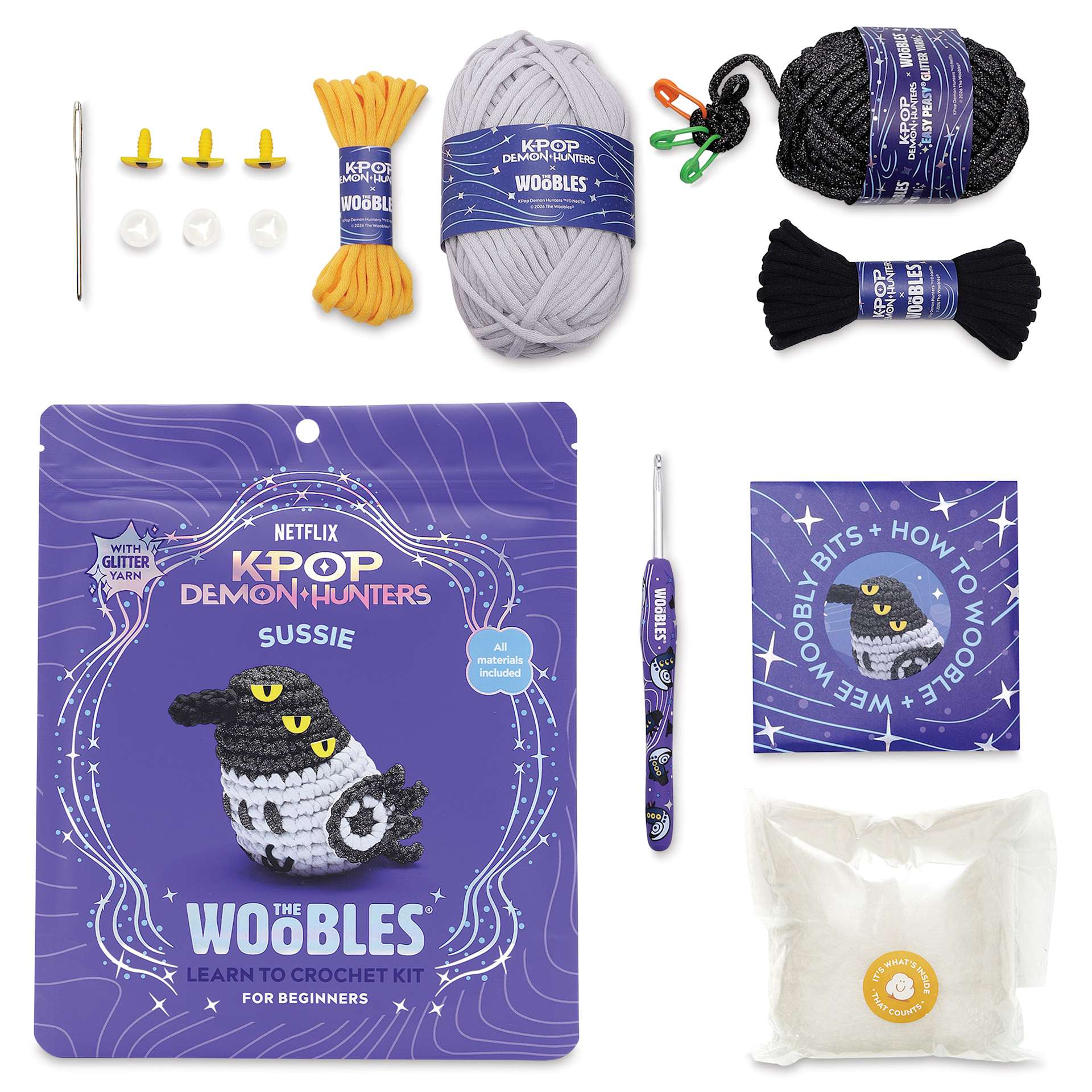 The Woobles Beginner Crochet Amigurumi Kit - Sussie the Magpie