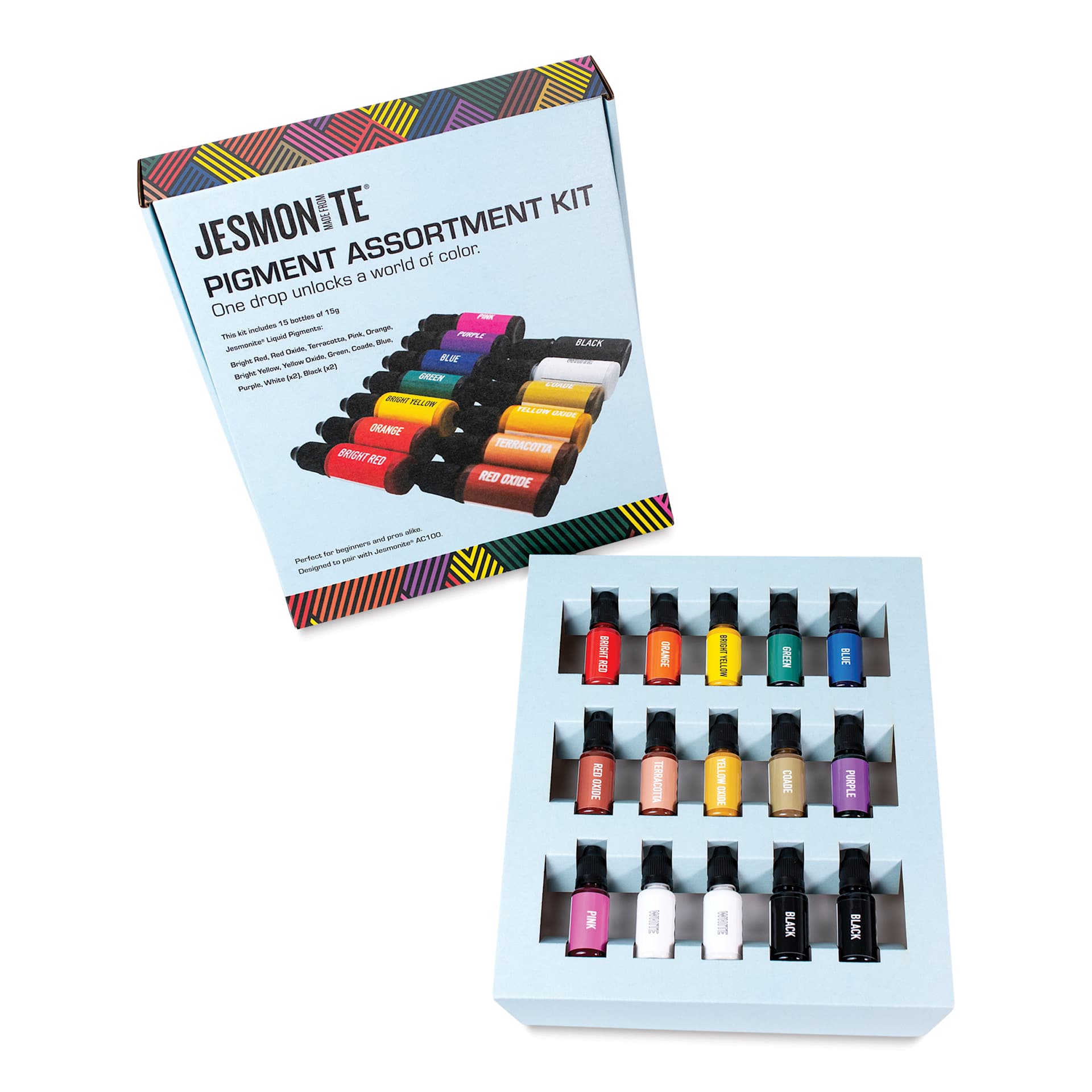 Jesmonite AC100 Liquid Resin Pigments - Set of 15, Assorted Colors