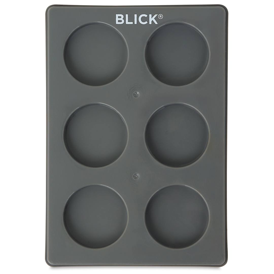 Open in modal - Blick Essentials Empty Tempera Cake Tray - 6 Wells, Small, Pkg of 12, front of tray