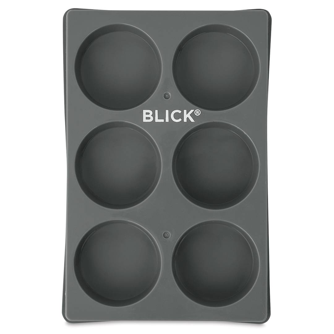 Open in modal - Blick Essentials Empty Tempera Cake Tray - 6 Wells, Medium, Pkg of 12, front of tray
