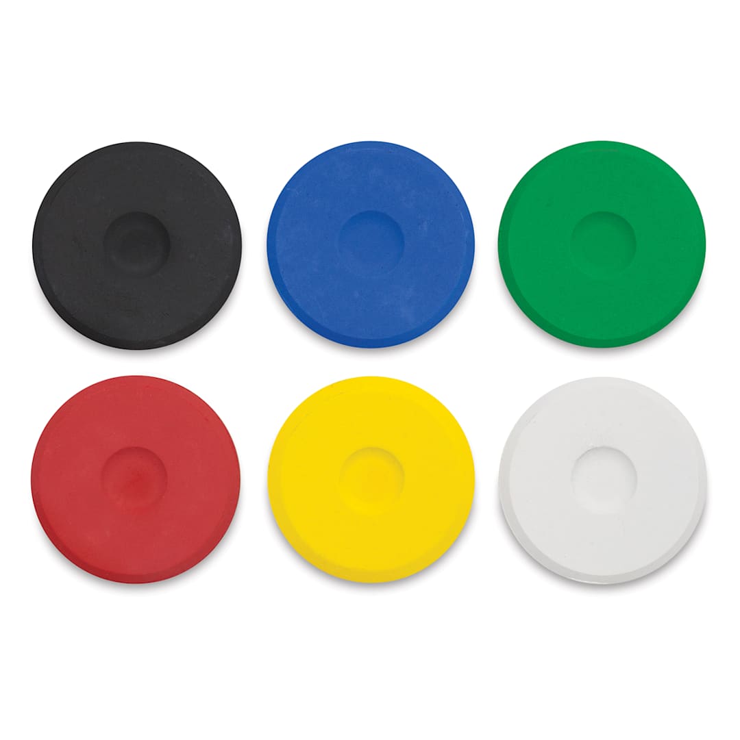 Open in modal - Blick Tempera Cakes - Set of 6, Primary Colors Refill, laying flat