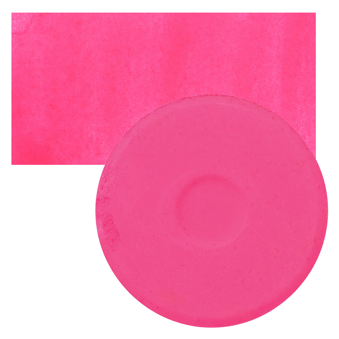 Open in modal - Blick Essentials Tempera Cake - Fluorescent Pink, Large cake and swatch
