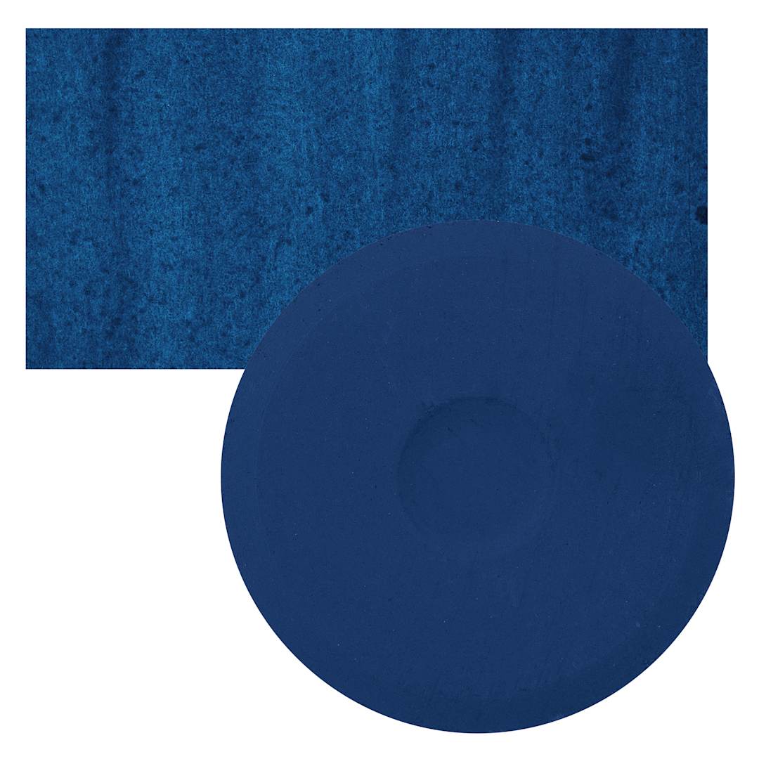 Open in modal - Blick Essentials Tempera Cake - Prussian Blue, Large cake and swatch