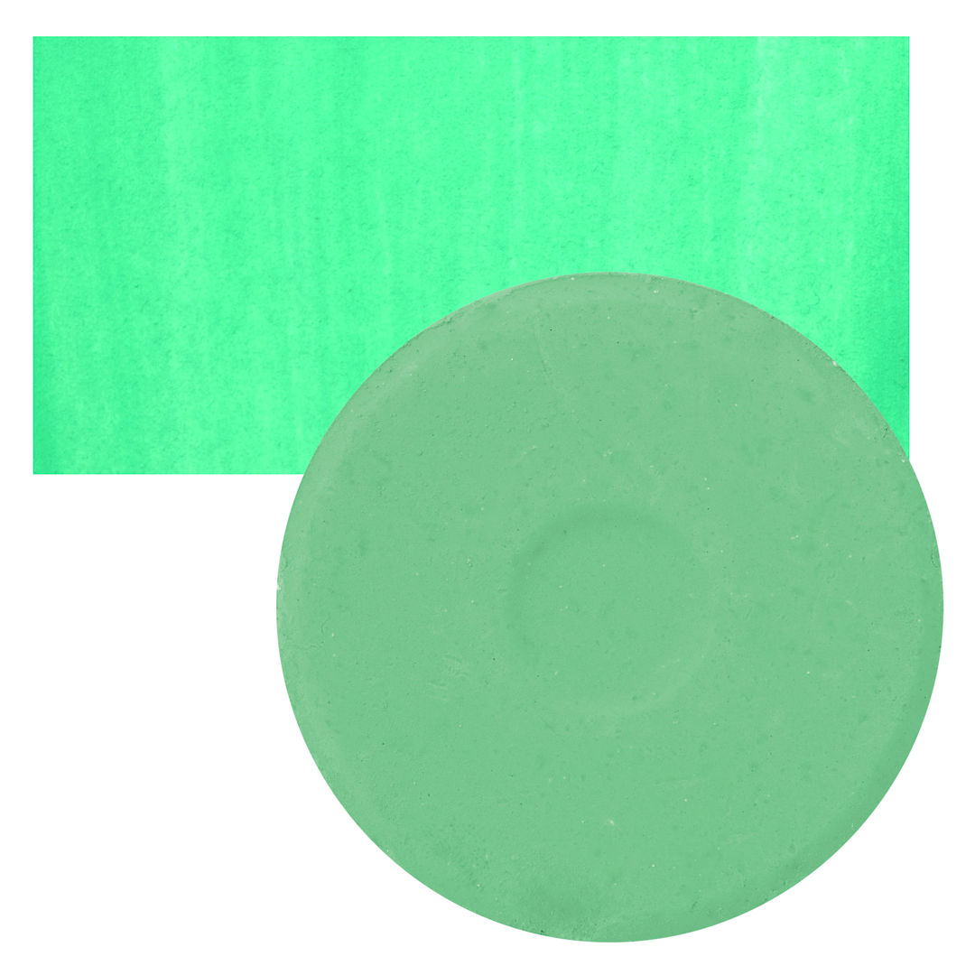 Open in modal - Blick Essentials Tempera Cake - Fluorescent Green, Large cake and swatch