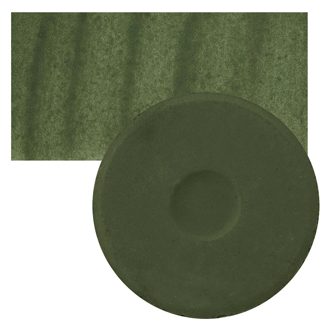 Open in modal - Blick Essentials Tempera Cake - Olive Green, Large cake and swatch