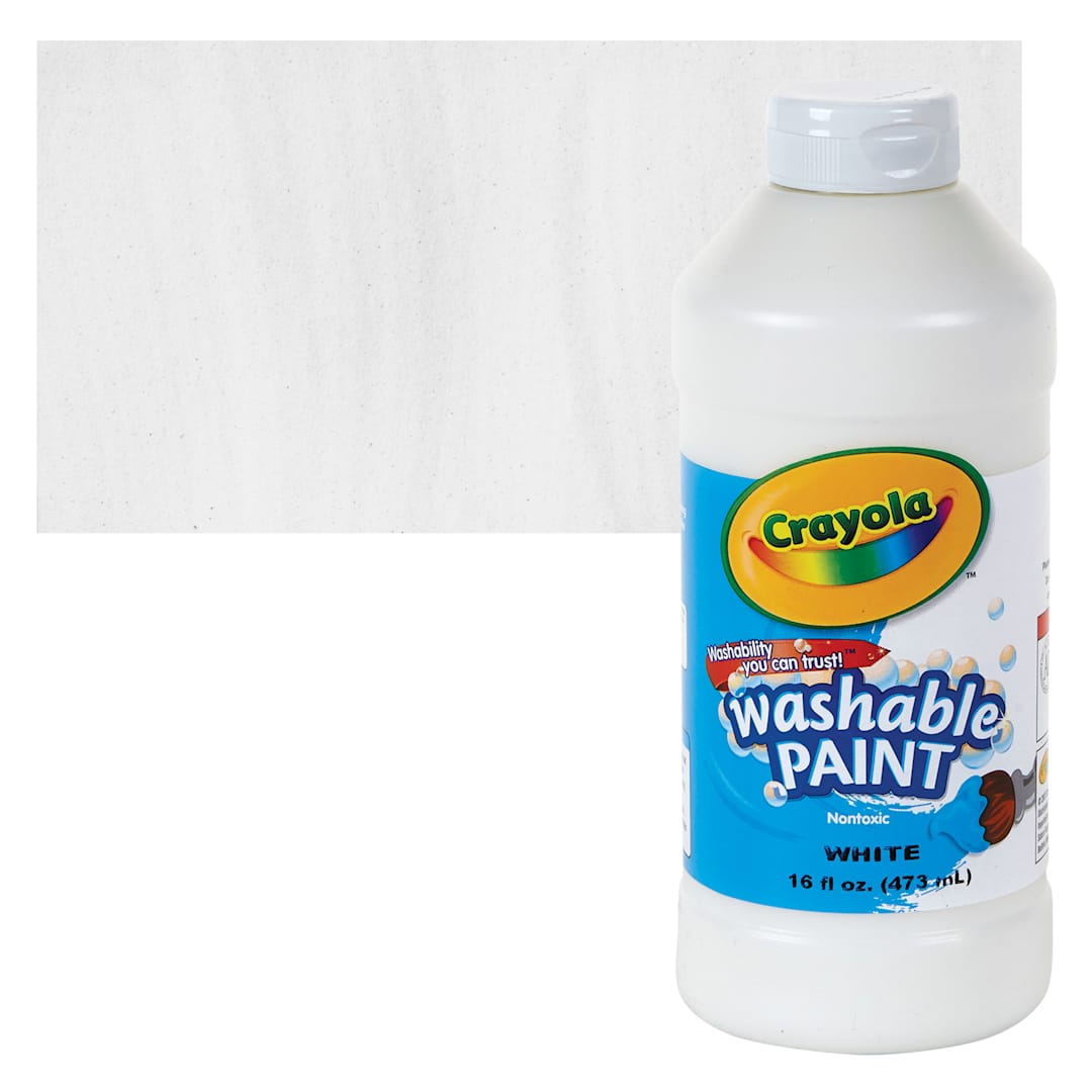 Open in modal - Crayola Washable Paint - White, 16 oz bottle and swatch
