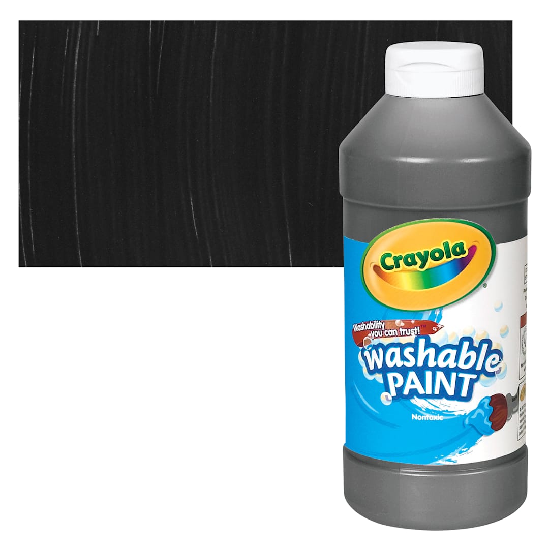 Open in modal - Crayola Washable Paint - Black, 16 oz bottle and swatch
