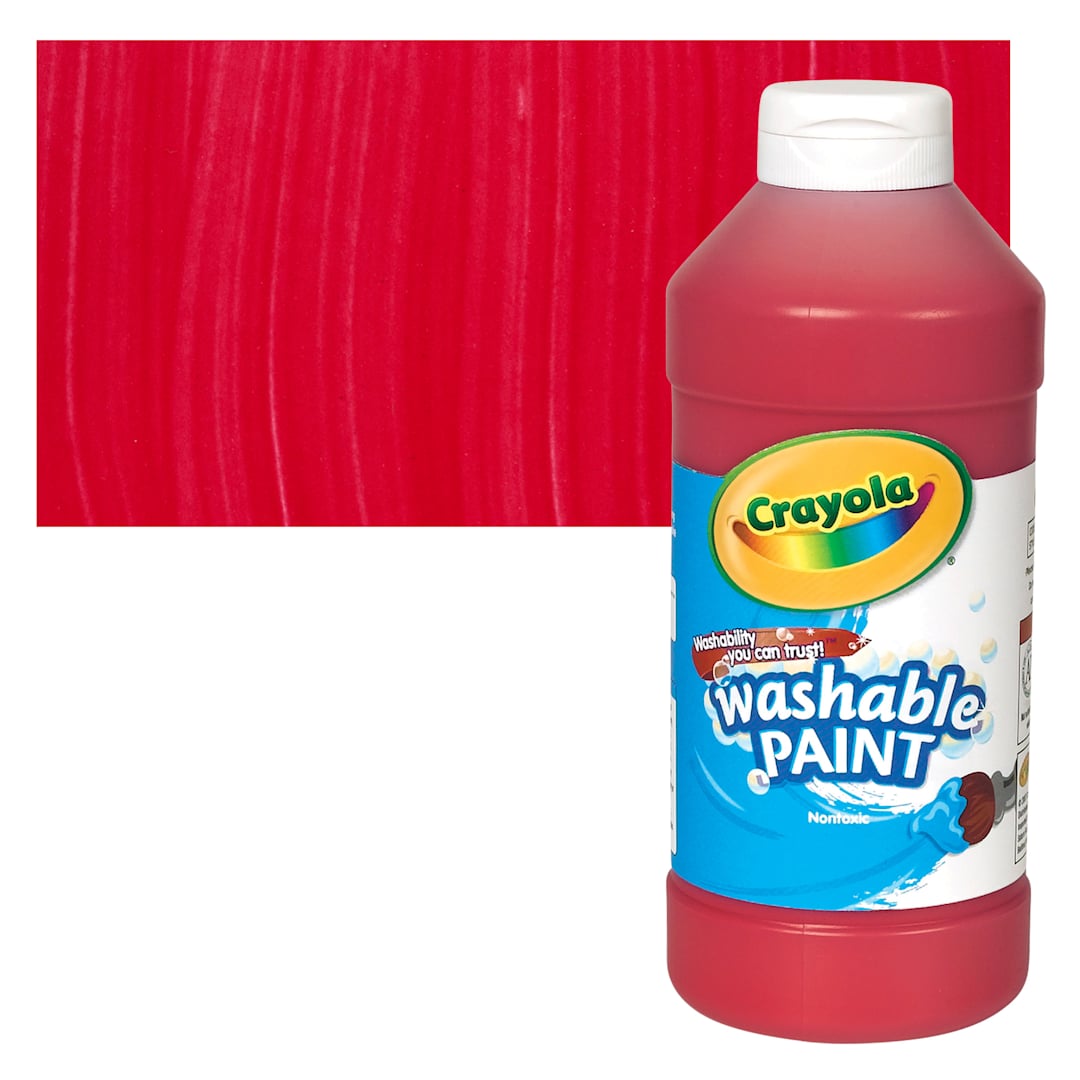 Open in modal - Crayola Washable Paint - Red, 16 oz bottle and swatch