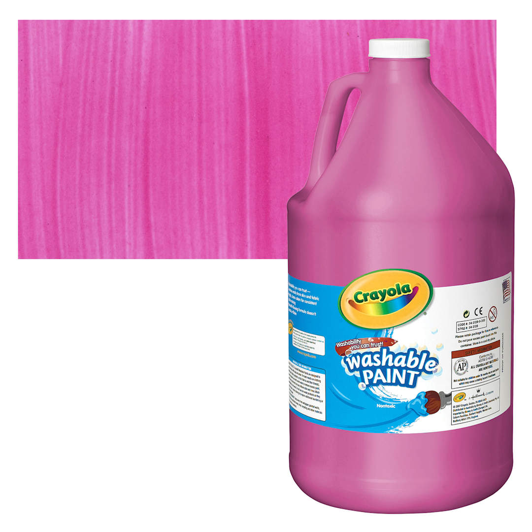 Open in modal - Crayola Washable Paint - Magenta, Gallon bottle and swatch