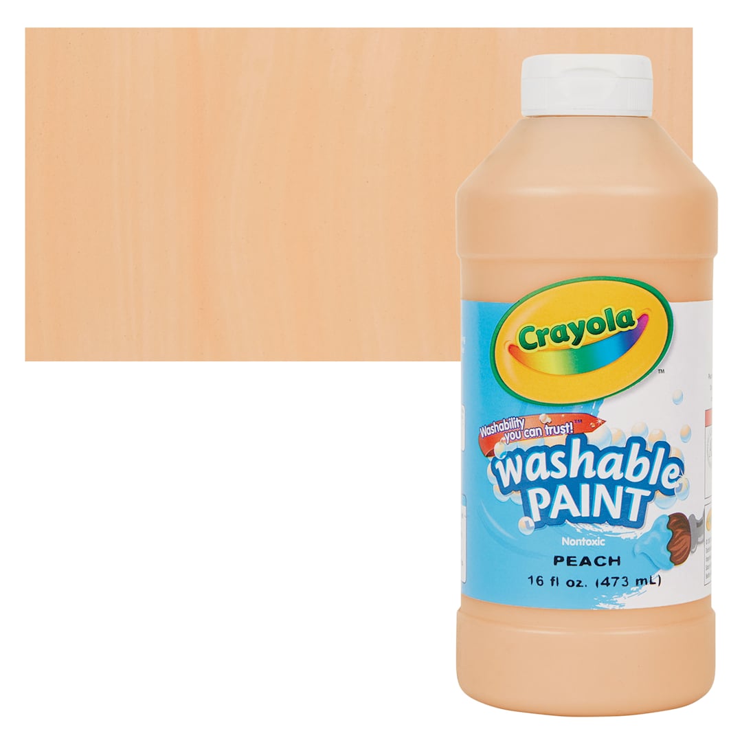 Open in modal - Crayola Washable Paint - Peach, 16 oz bottle and swatch