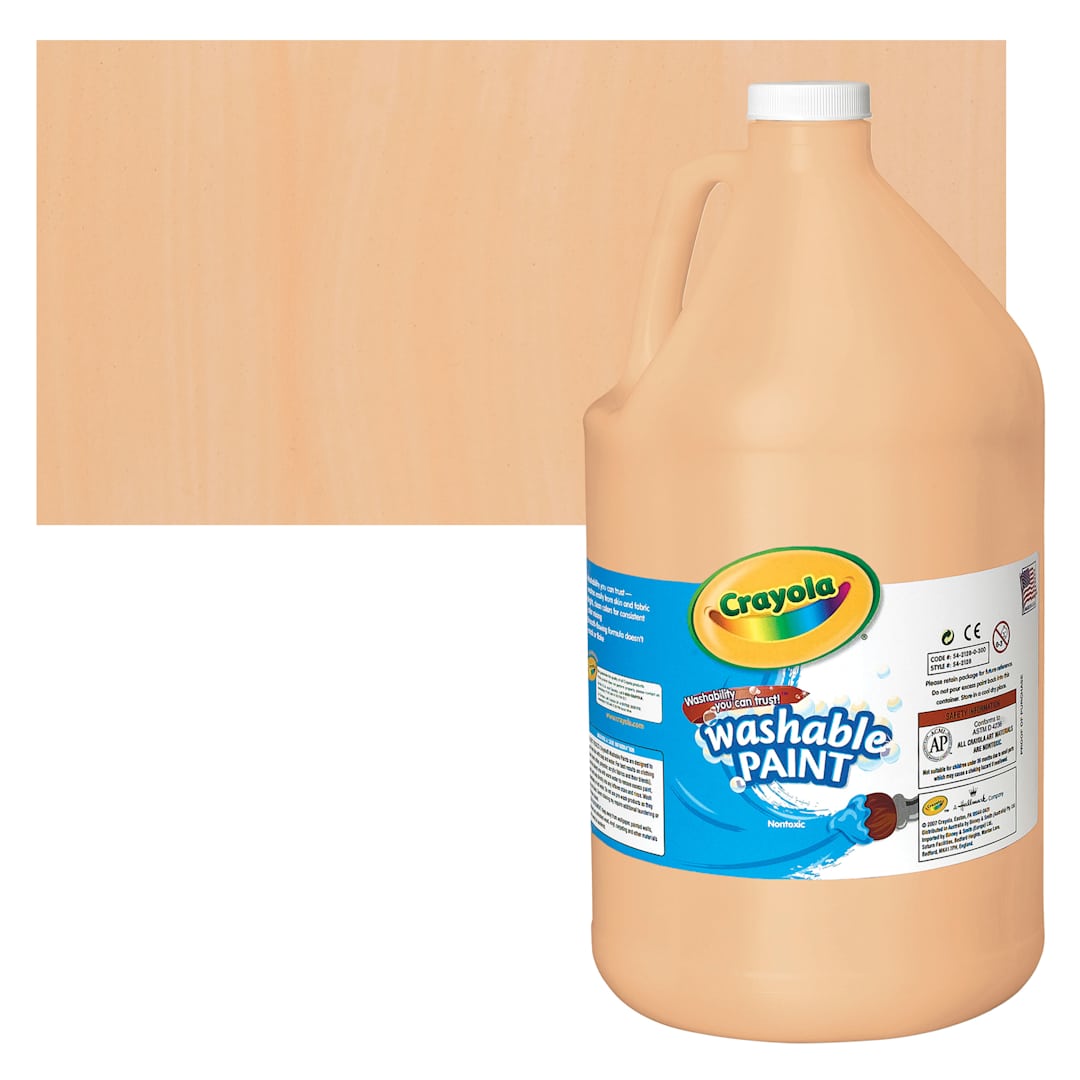 Open in modal - Crayola Washable Paint - Peach, Gallon bottle and swatch