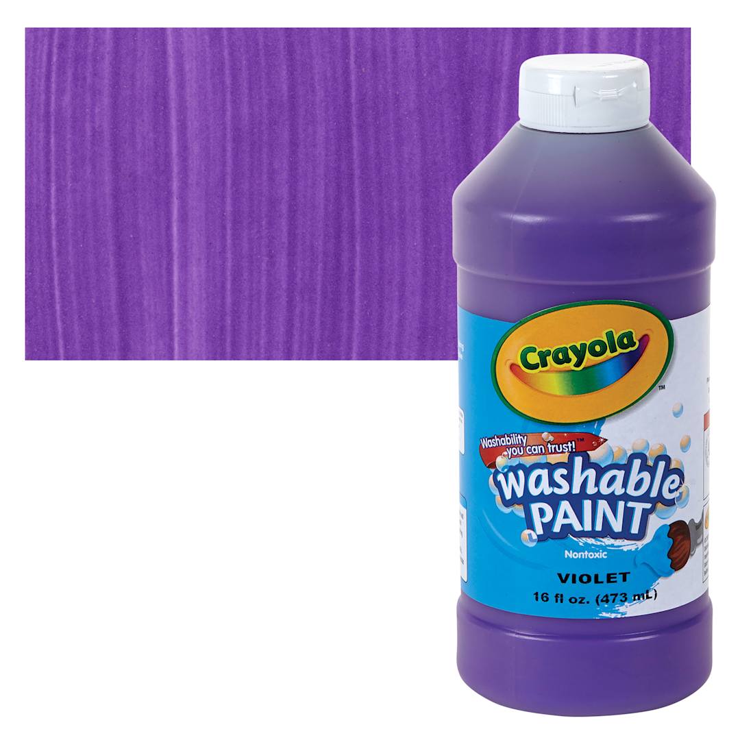 Open in modal - Crayola Washable Paint - Violet, 16 oz bottle and swatch