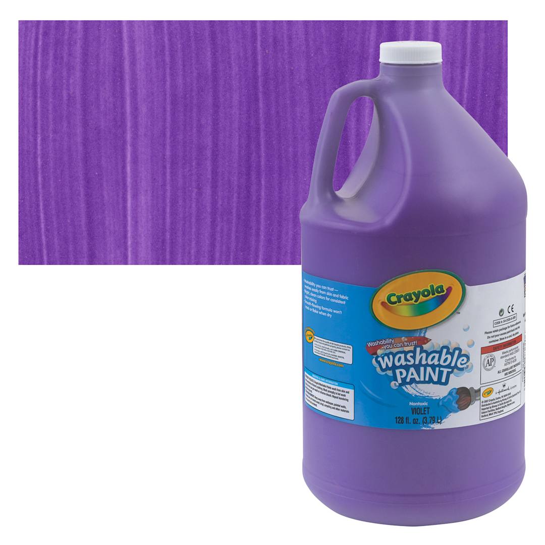 Open in modal - Crayola Washable Paint - Violet, Gallon bottle and swatch