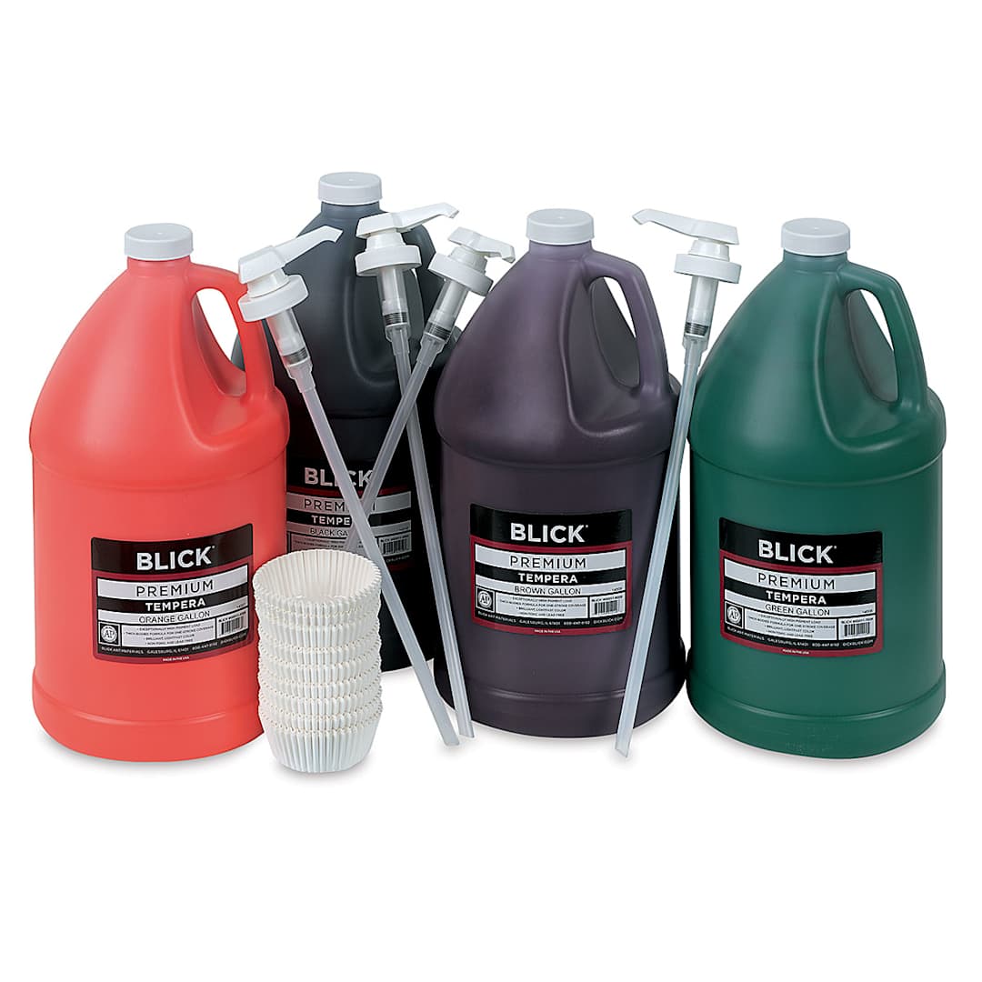 Open in modal - Blick Premium Grade Tempera - Set of 4, Basic Color Pump Kit, Gallons