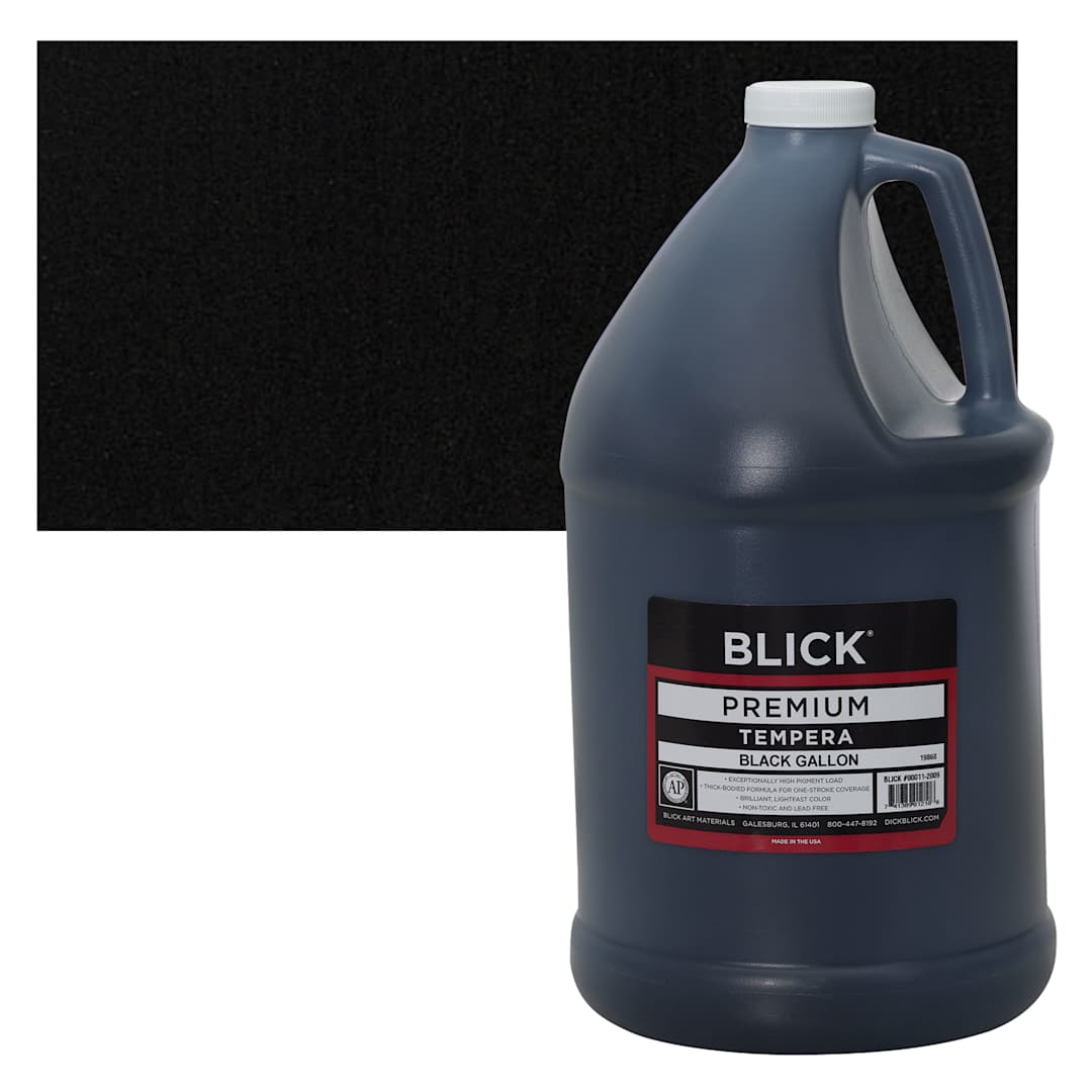 Open in modal - Blick Premium Grade Tempera - Black, Gallon and swatch