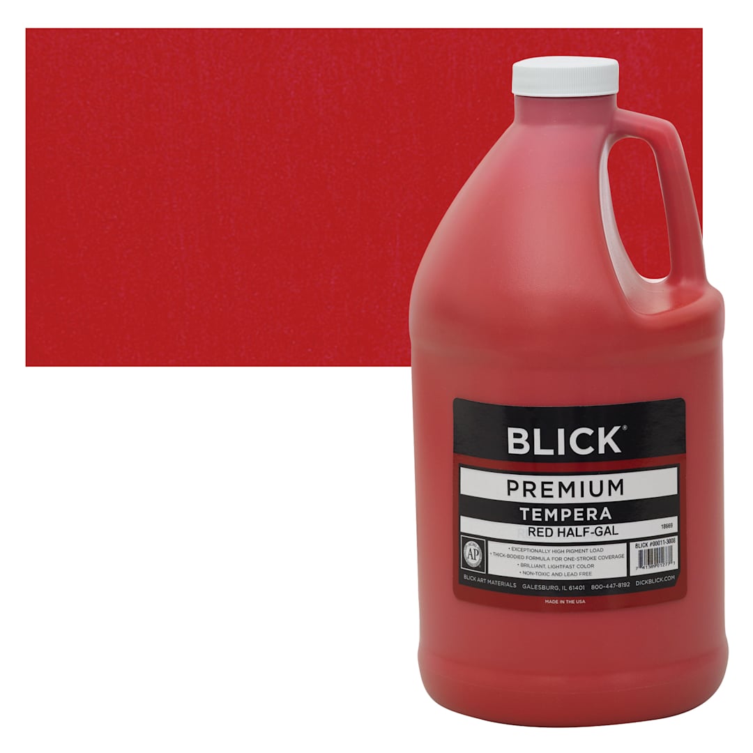 Open in modal - Blick Premium Grade Tempera - Red, Half Gallon and swatch