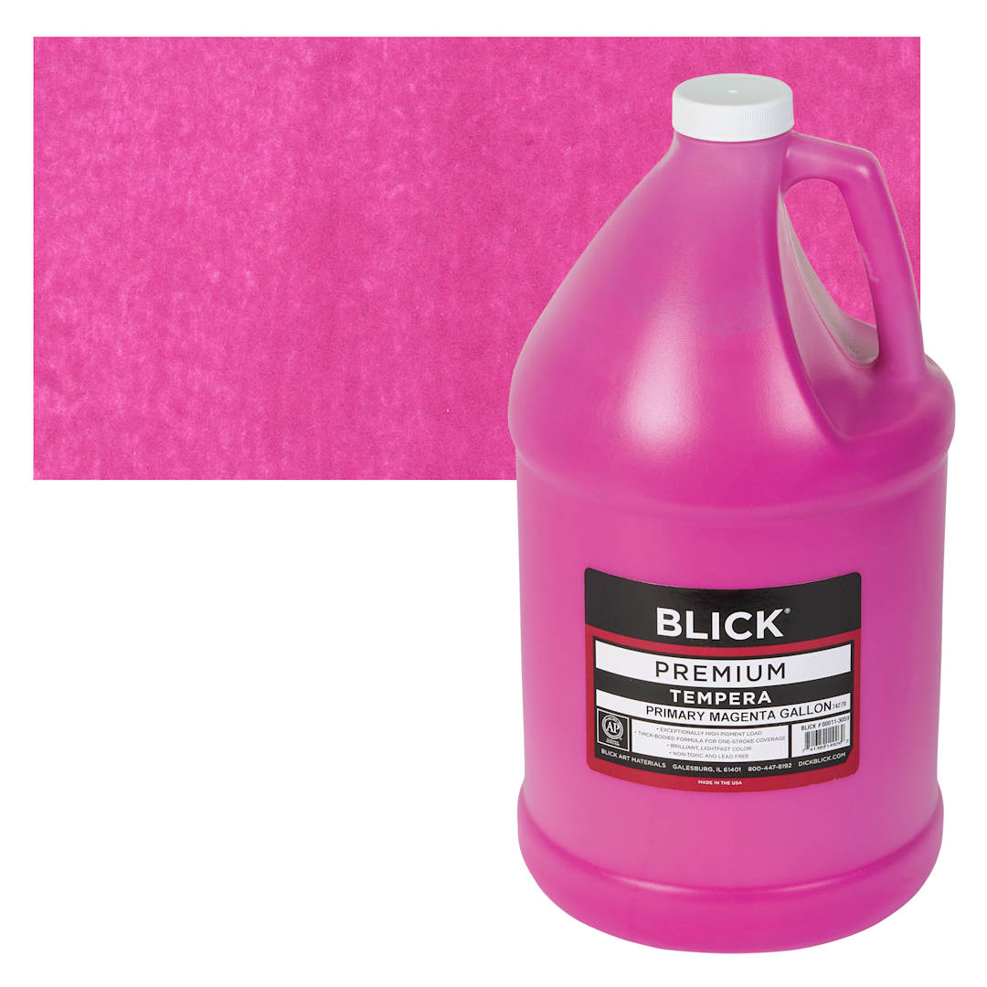 Open in modal - Blick Premium Grade Tempera - Primary Magenta, Gallon and swatch