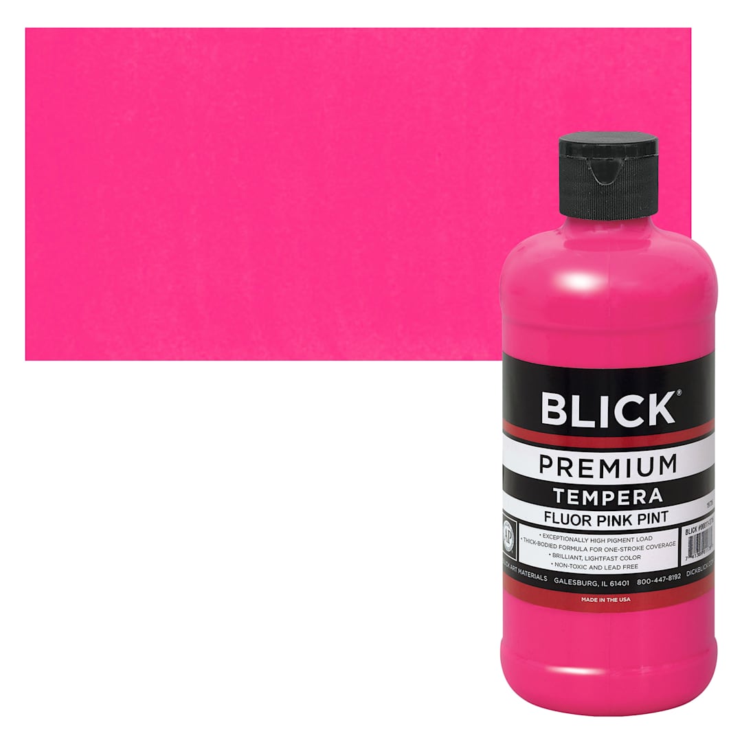 Open in modal - Blick Premium Grade Tempera - Fluorescent Pink, Pint and swatch