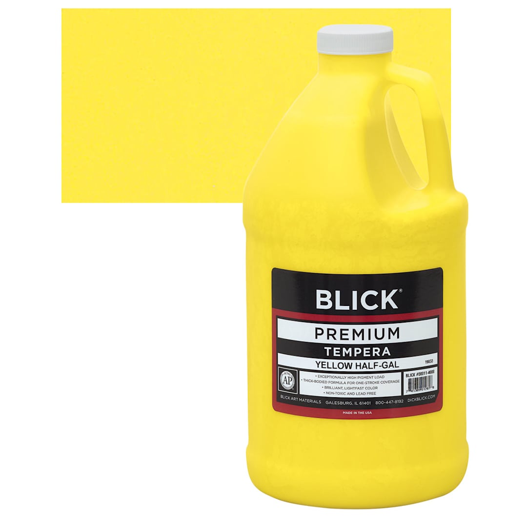 Open in modal - Blick Premium Grade Tempera - Yellow, Half Gallon and swatch