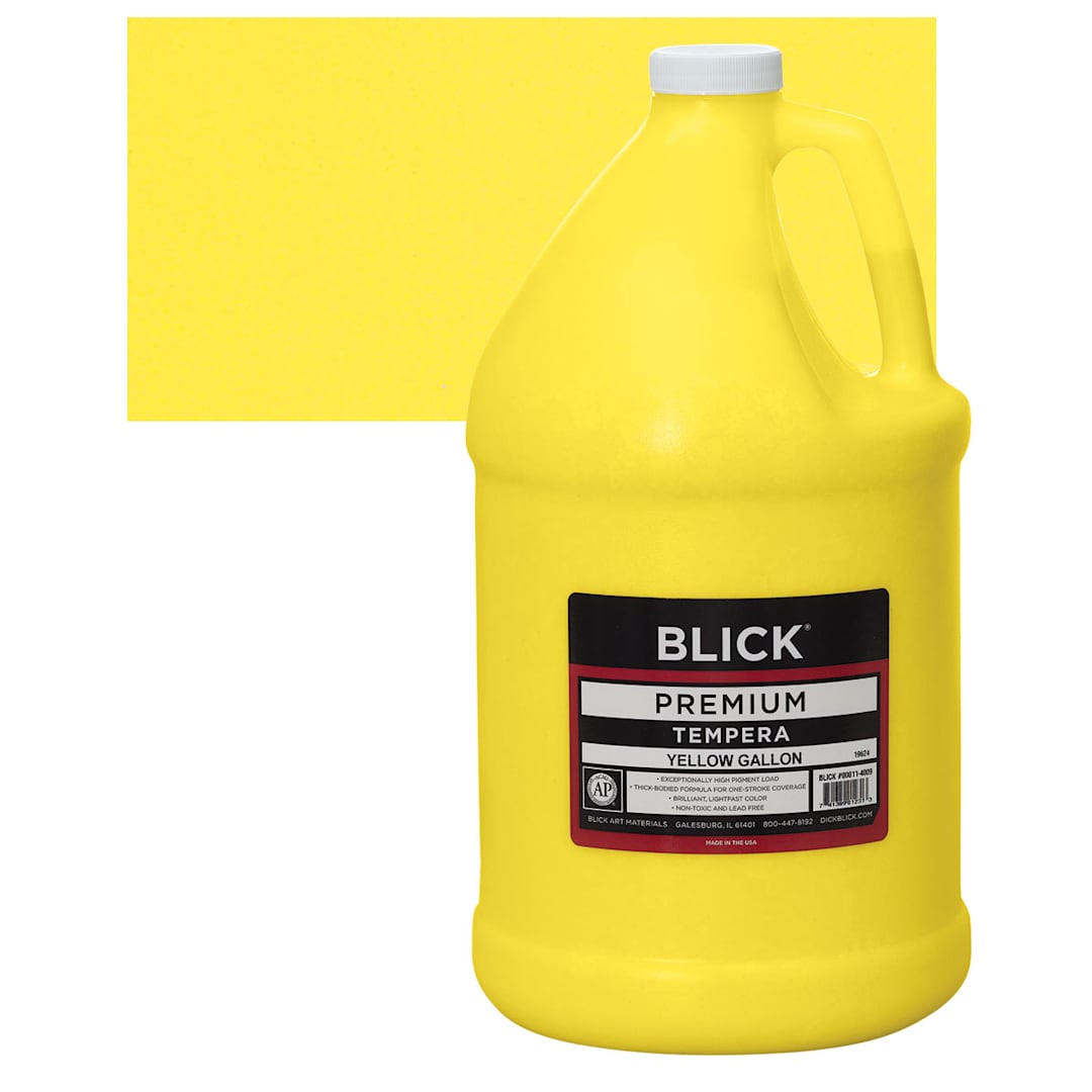 Open in modal - Blick Premium Grade Tempera - Yellow, Gallon and swatch