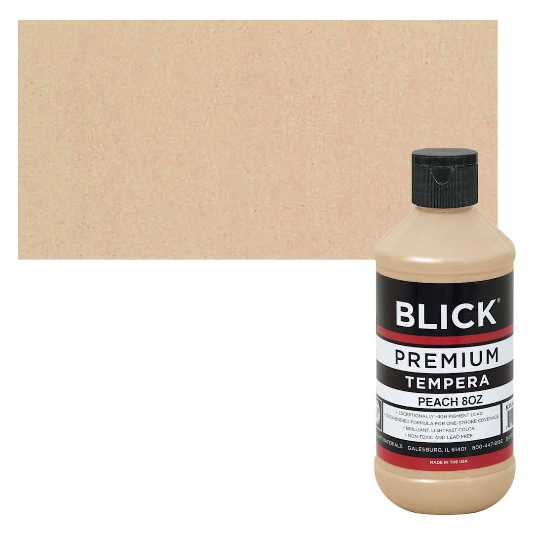 Open in modal - Blick Premium Grade Tempera - Peach, 8 oz bottle and swatch