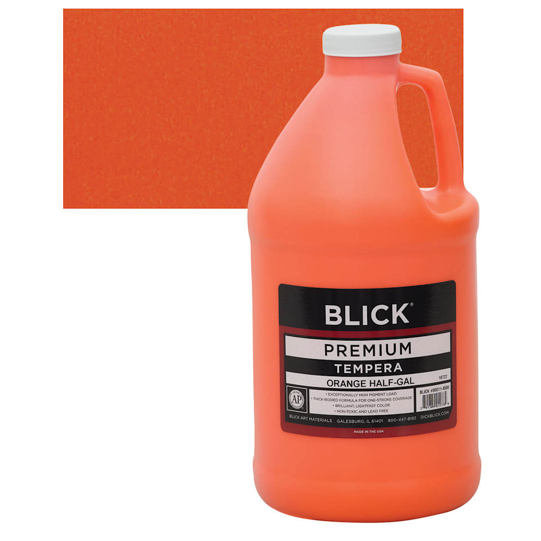 Open in modal - Blick Premium Grade Tempera - Orange, Half Gallon and swatch