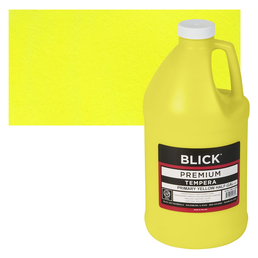 Open in modal - Blick Premium Grade Tempera - Primary Yellow, Half Gallon and swatch