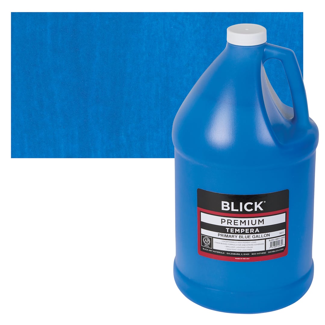 Open in modal - Blick Premium Grade Tempera - Primary Blue, Gallon and swatch