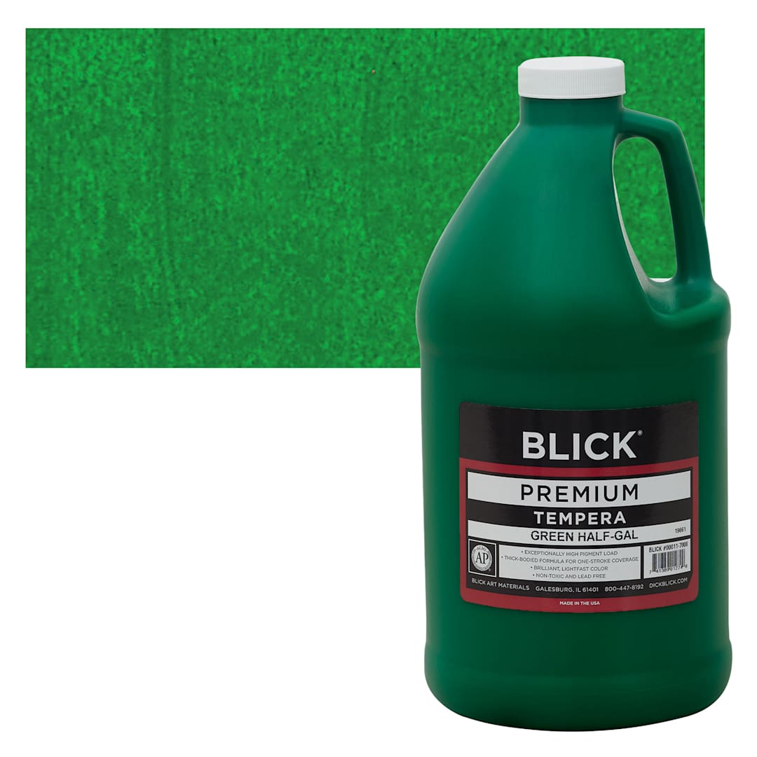 Open in modal - Blick Premium Grade Tempera - Green, Half Gallon and swatch