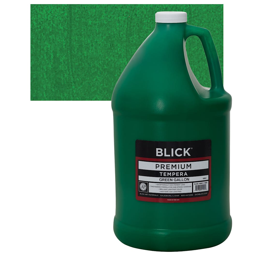 Open in modal - Blick Premium Grade Tempera - Green, Gallon and swatch