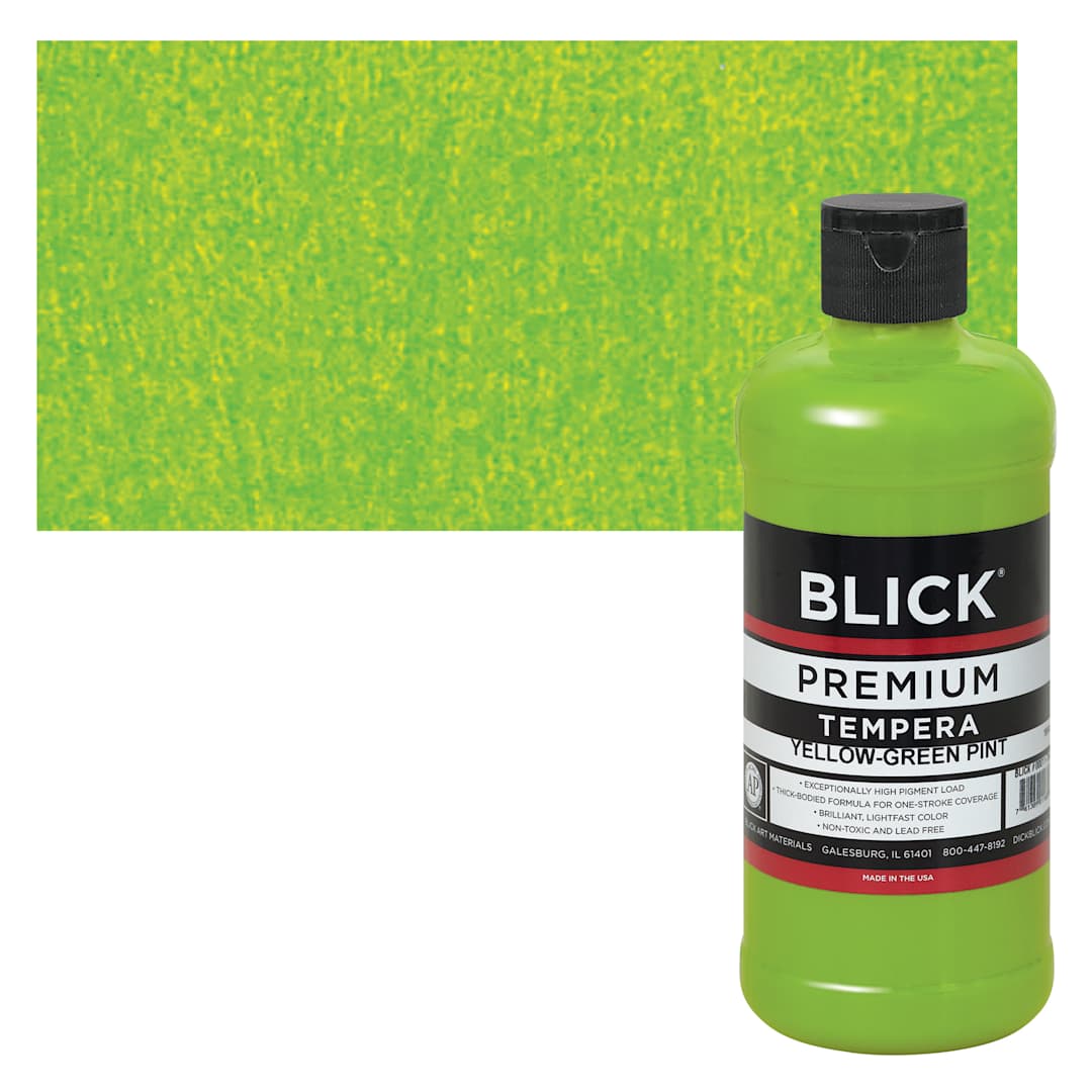 Open in modal - Blick Premium Grade Tempera - Yellow-Green, Pint and swatch