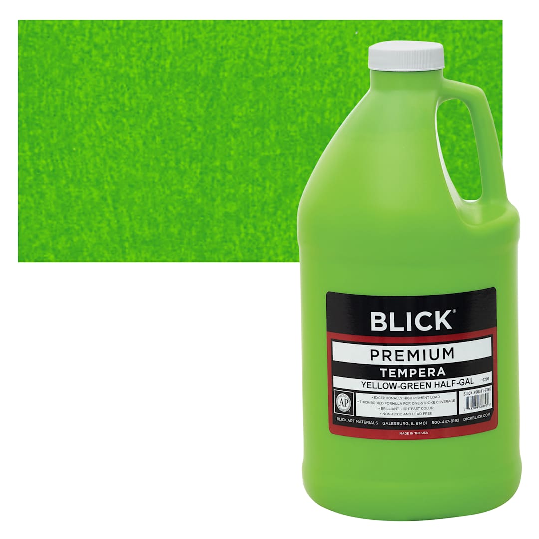 Open in modal - Blick Premium Grade Tempera - Yellow-Green, Half Gallon and swatch