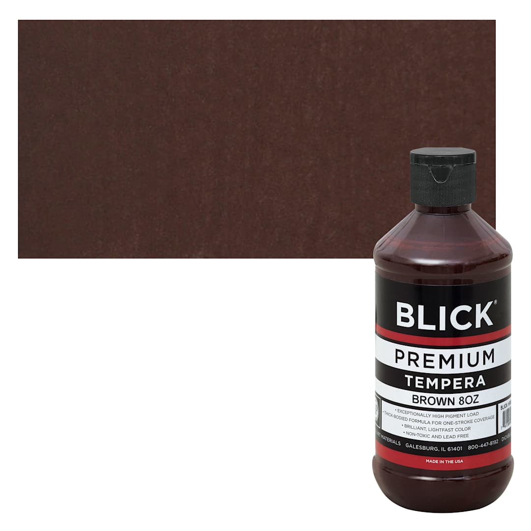 Open in modal - Blick Premium Grade Tempera - Brown, 8 oz bottle and swatch