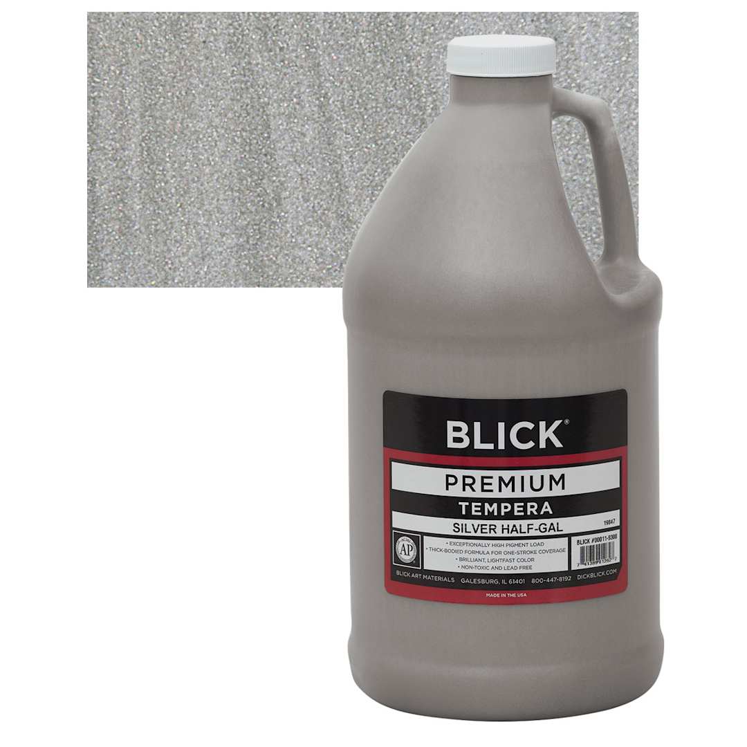 Open in modal - Blick Premium Grade Tempera - Silver, Half Gallon and swatch