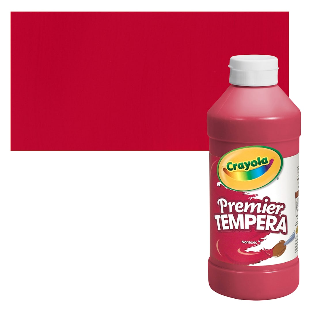 Open in modal - Crayola Premier Tempera - Red, 16 oz bottle and swatch