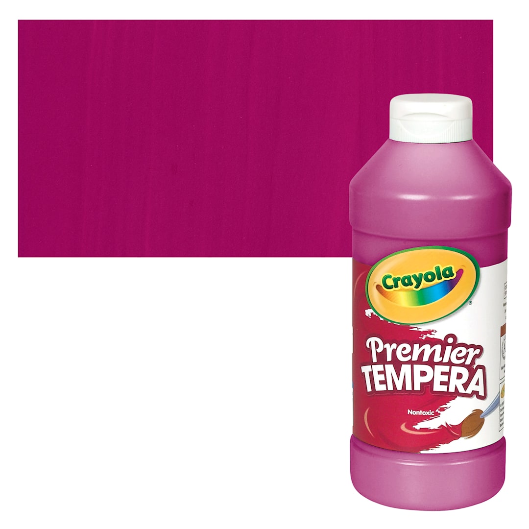 Open in modal - Crayola Premier Tempera - Magenta, 16 oz bottle and swatch