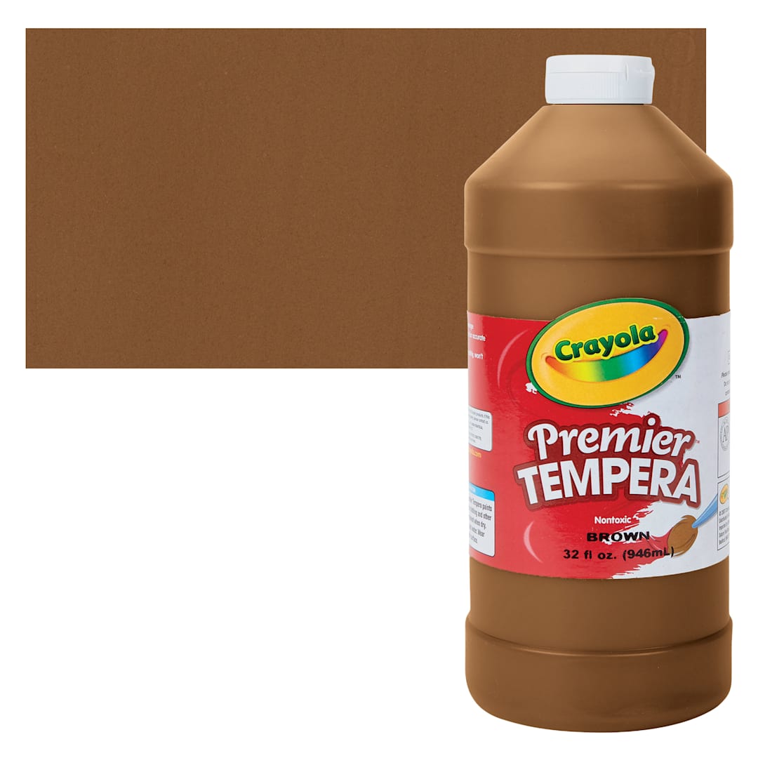 Open in modal - Crayola Premier Tempera - Brown, 32 oz bottle and swatch
