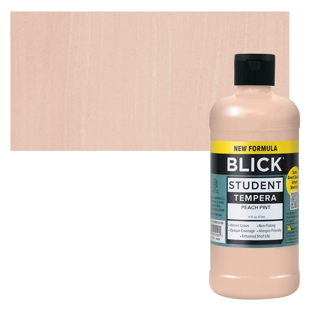 Open in modal - Blick Student Tempera Paint - Peach, 16 oz bottle and swatch