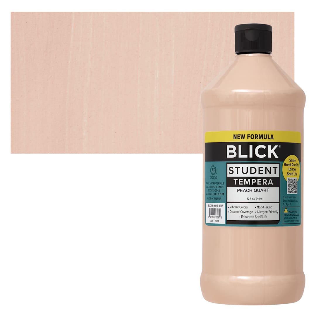 Open in modal - Blick Student Tempera Paint - Peach, 32 oz bottle and swatch