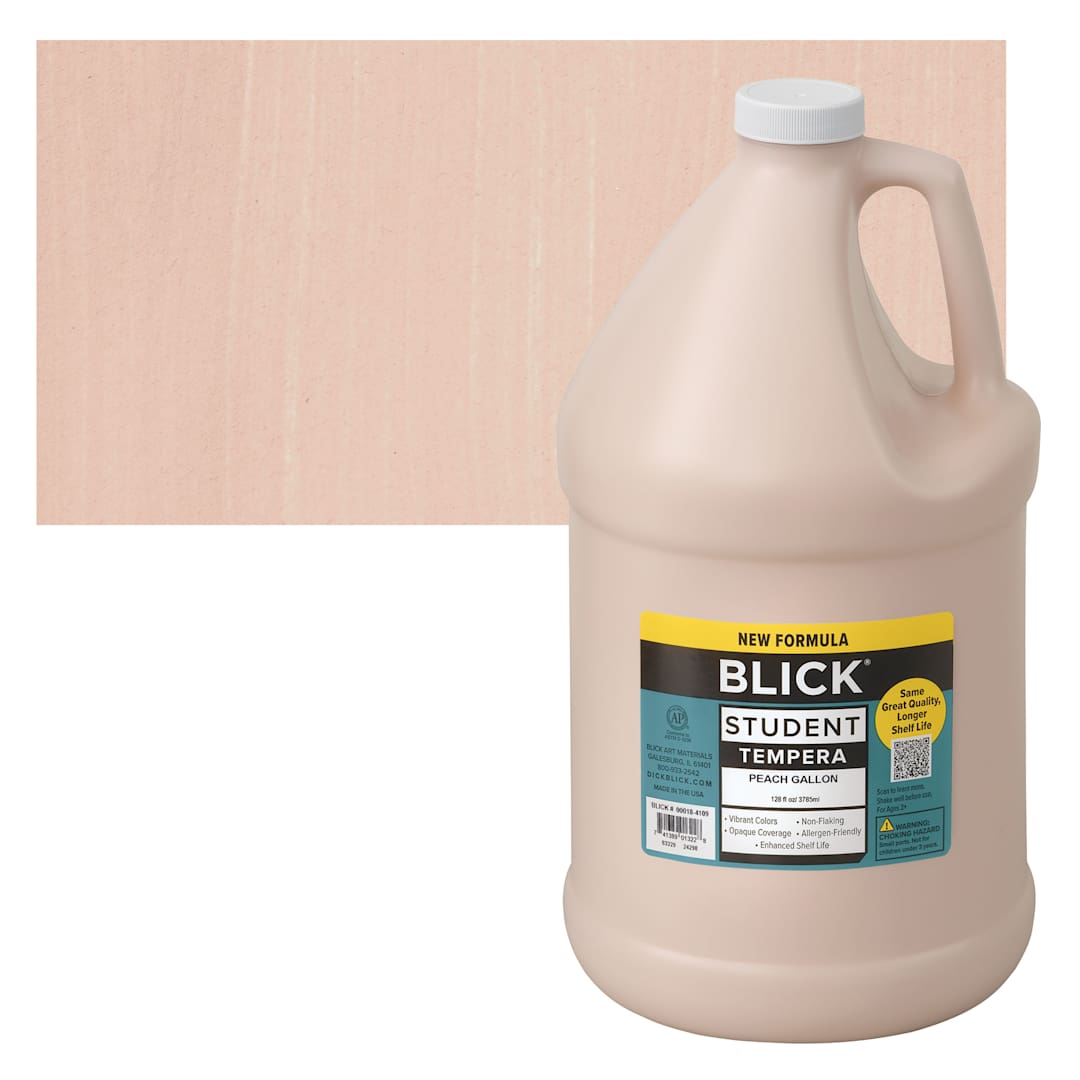Open in modal - Blick Student Tempera Paint - Peach, 128 oz bottle and swatch
