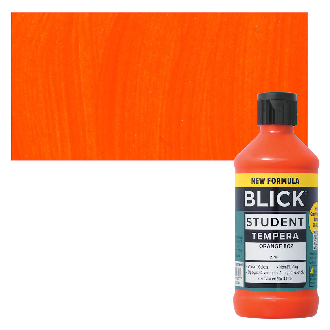 Open in modal - Blick Student Tempera Paint - Orange, 8 oz bottle and swatch