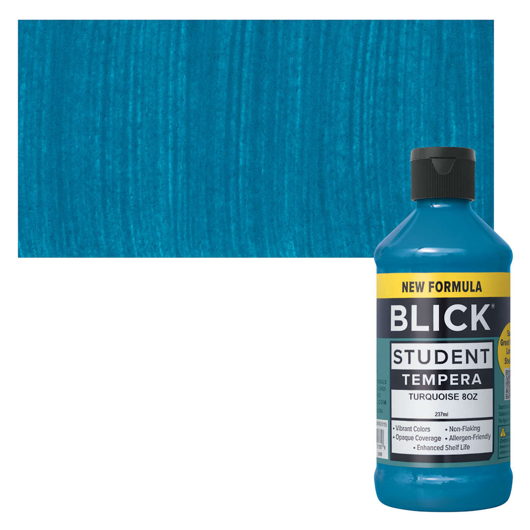Open in modal - Blick Student Tempera Paint - Turquoise, 8 oz bottle and swatch