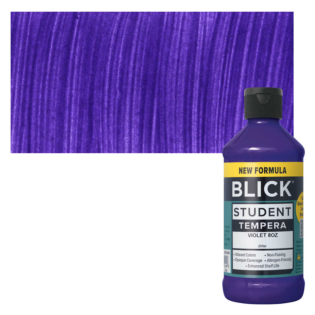 Open in modal - Blick Student Tempera Paint - Violet, 8 oz bottle and swatch
