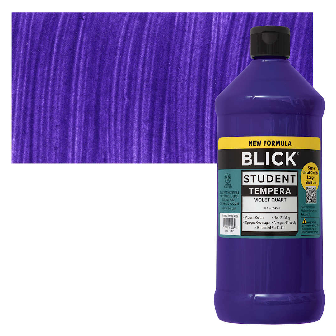 Open in modal - Blick Student Tempera Paint - Violet, 32 oz bottle and swatch