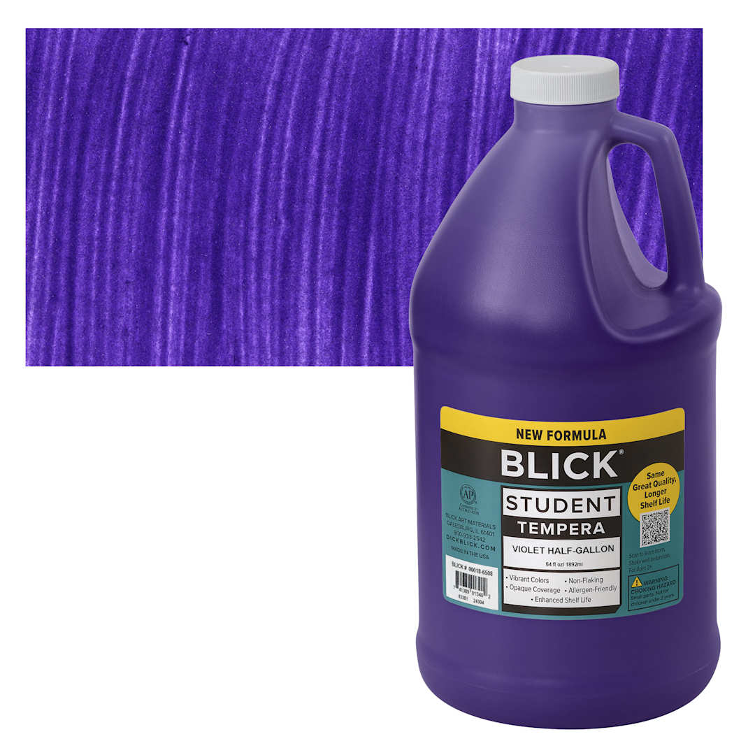 Open in modal - Blick Student Tempera Paint - Violet, 64 oz bottle and swatch